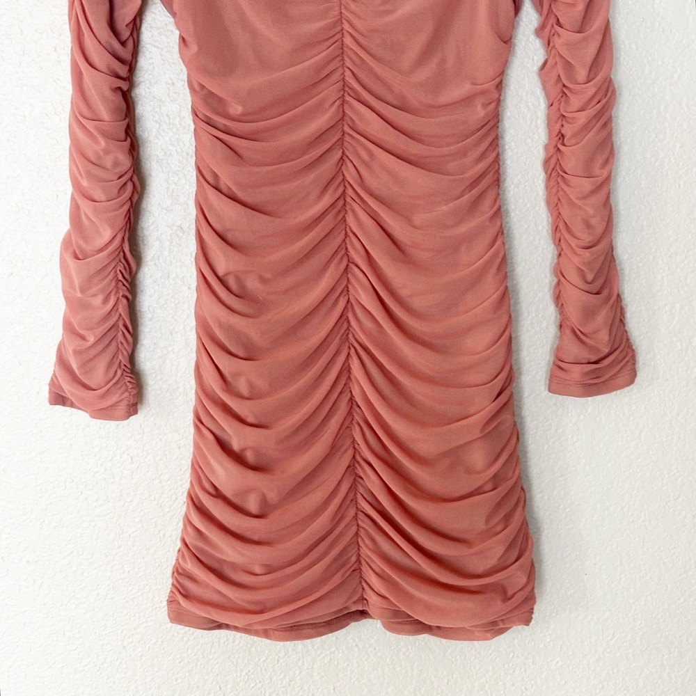 Michael Costello X Revolve Franky Mini Dress Mauve Pink Ruched Size L‎ - Picture 5 of 8